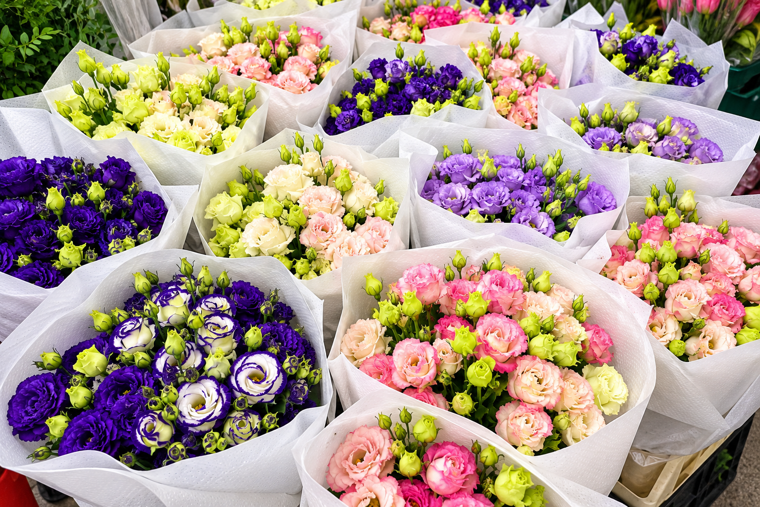 Mercado floral de lisianthus multicolor_salutas